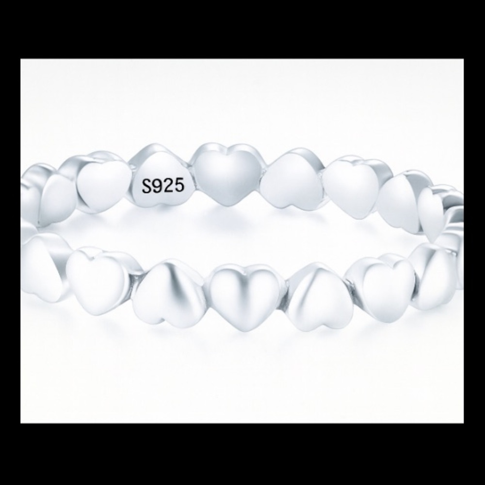 Antian Accessories™ 925 Silver Heart Ring Size 8 - Picture 2 of 5